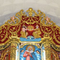 CMSI No.-007-7.1 - Main Altar top showing Angels with various instruments  